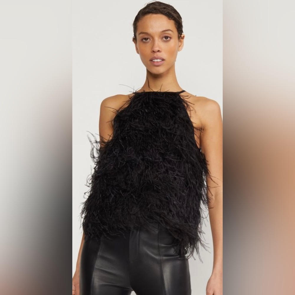 Cynthia Rowley Black Feather Top